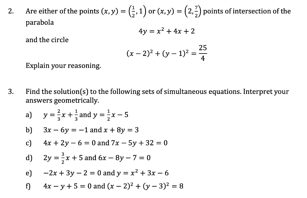 Solved 2 Are Either Of The Points X Y 2 1 Or X Y Chegg Com