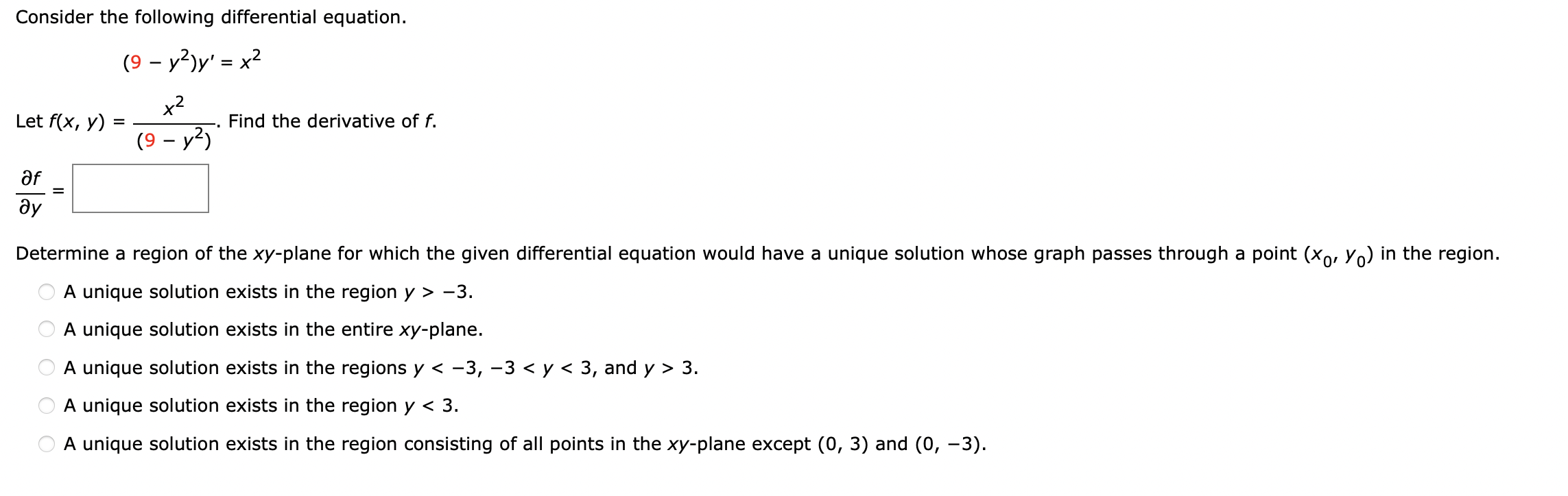 Solved Consider the following differential equation. (9 - | Chegg.com