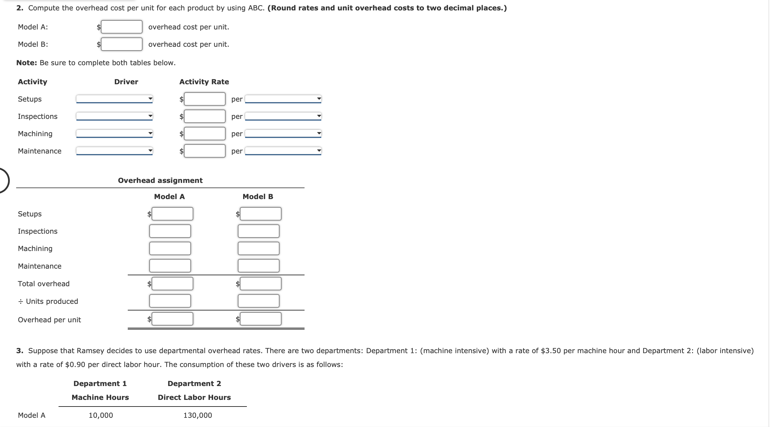 Solved 2. Compute the overhead cost per unit for each