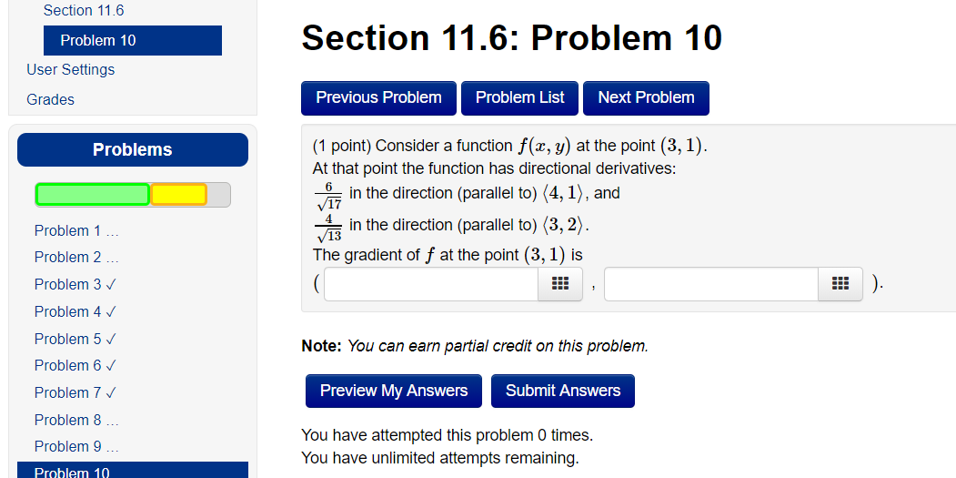 Solved Section 11.6 Problem 10 Section 11.6: Problem 10 User | Chegg.com