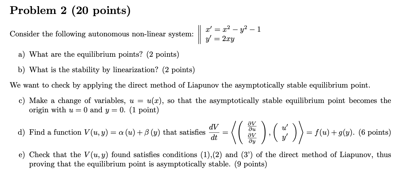 Solved Problem 2 (20 points) Consider the following | Chegg.com