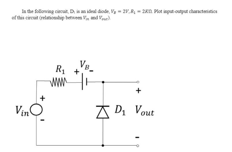 Solved In the following circuit. D. is an ideal diode. Vi = | Chegg.com