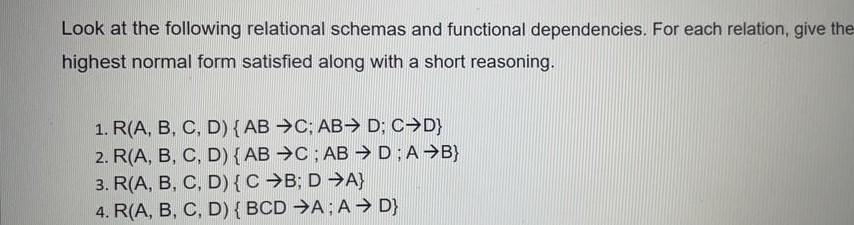 Solved Look At The Following Relational Schemas And | Chegg.com