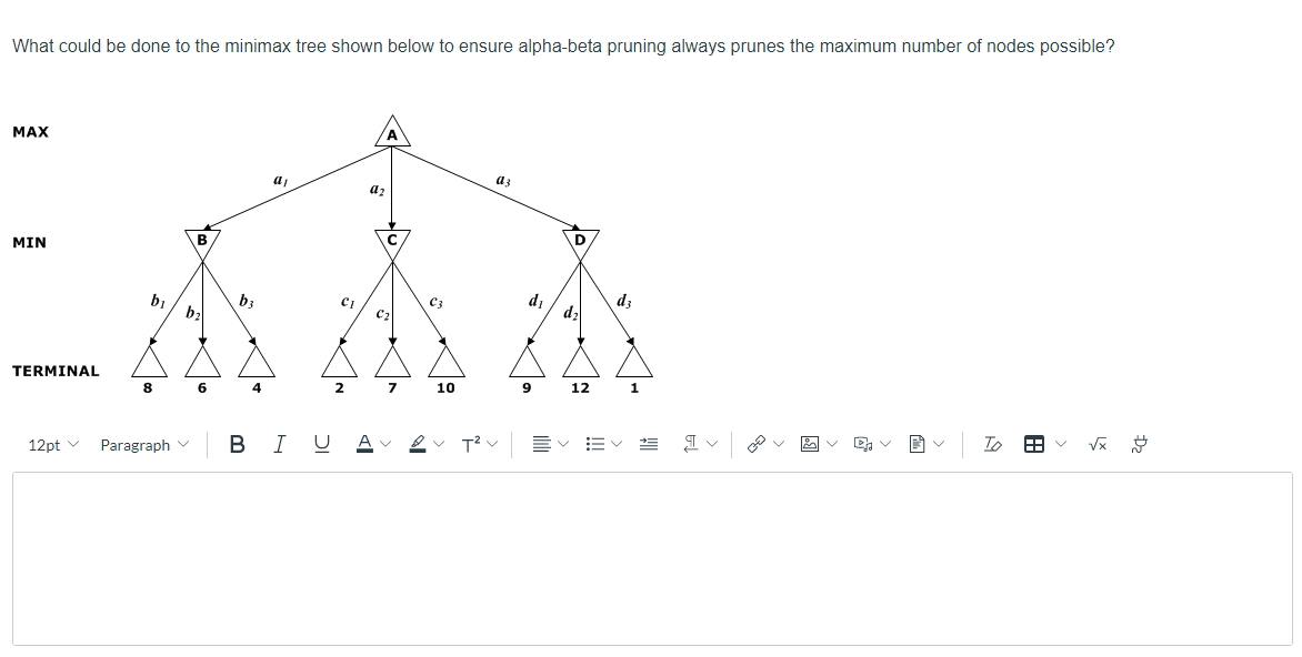 Solved What could be done to the minimax tree shown below to | Chegg.com