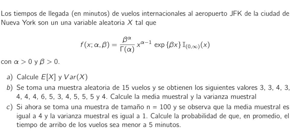 Los tiempos de llegada (en minutos) de vuelos internacionales al aeropuerto JFK de la ciudad de Nueva York son un una variabl