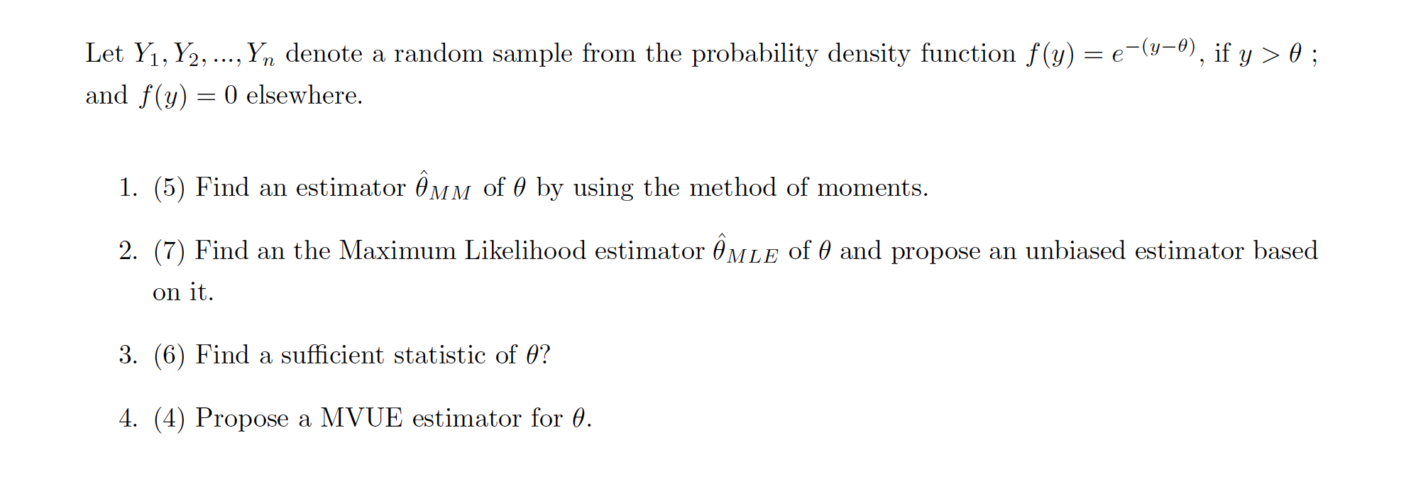 Solved Let Yı, Y2, , Yn Denote A Random Sample From The 