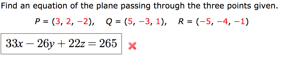 Solved Find an equation of the plane passing through the | Chegg.com