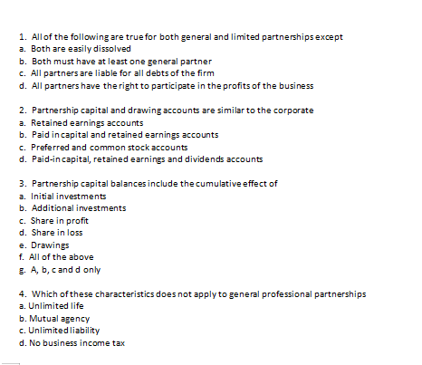 Solved 1 All Of The Following Are True For Both General And Chegg Com