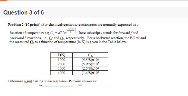 Solved Question 3 of 6 Problem 2 (10 points): For chemical | Chegg.com