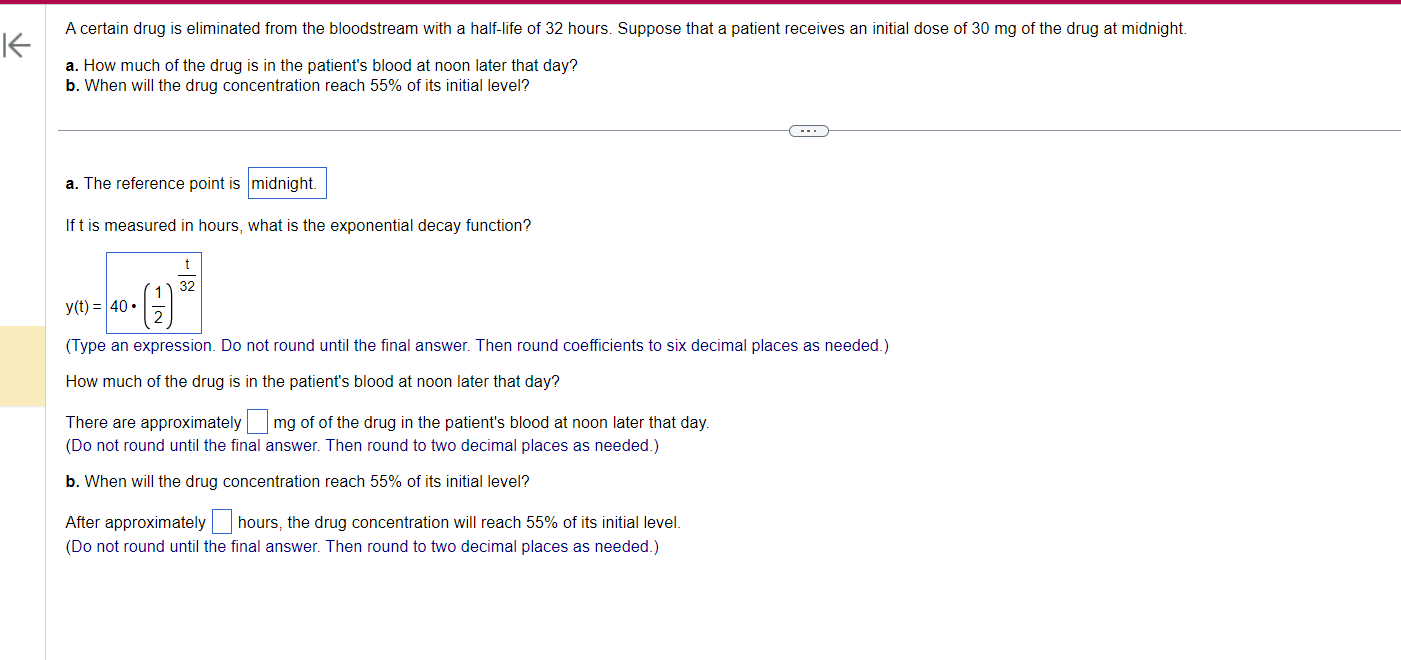 Solved A certain drug is eliminated from the bloodstream | Chegg.com