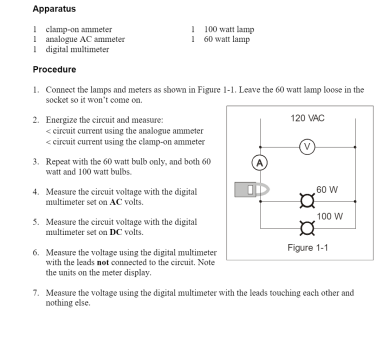 Solved Apparatus | clamp-on ammeter i analogue AC ammeter | | Chegg.com