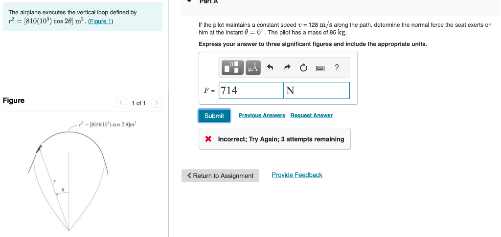 Solved The airplane executes the vertical loop defined by | Chegg.com