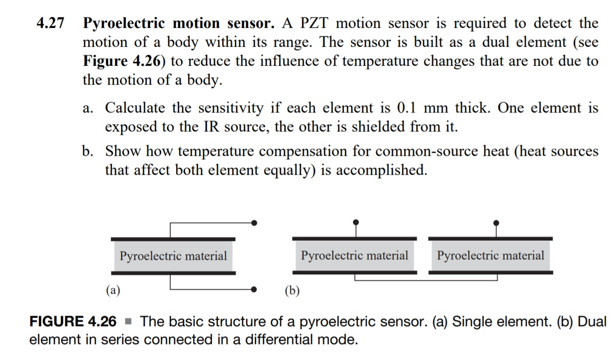 4.27 Pyroelectric motion sensor. A PZT motion sensor | Chegg.com