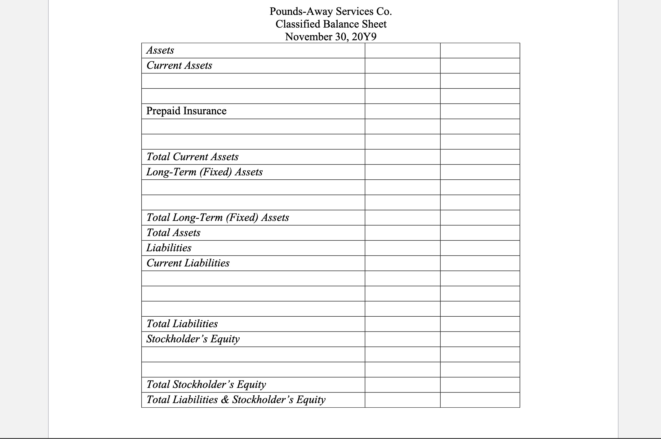 Solved Classified Balanced Sheet E3-28 Classified balance | Chegg.com