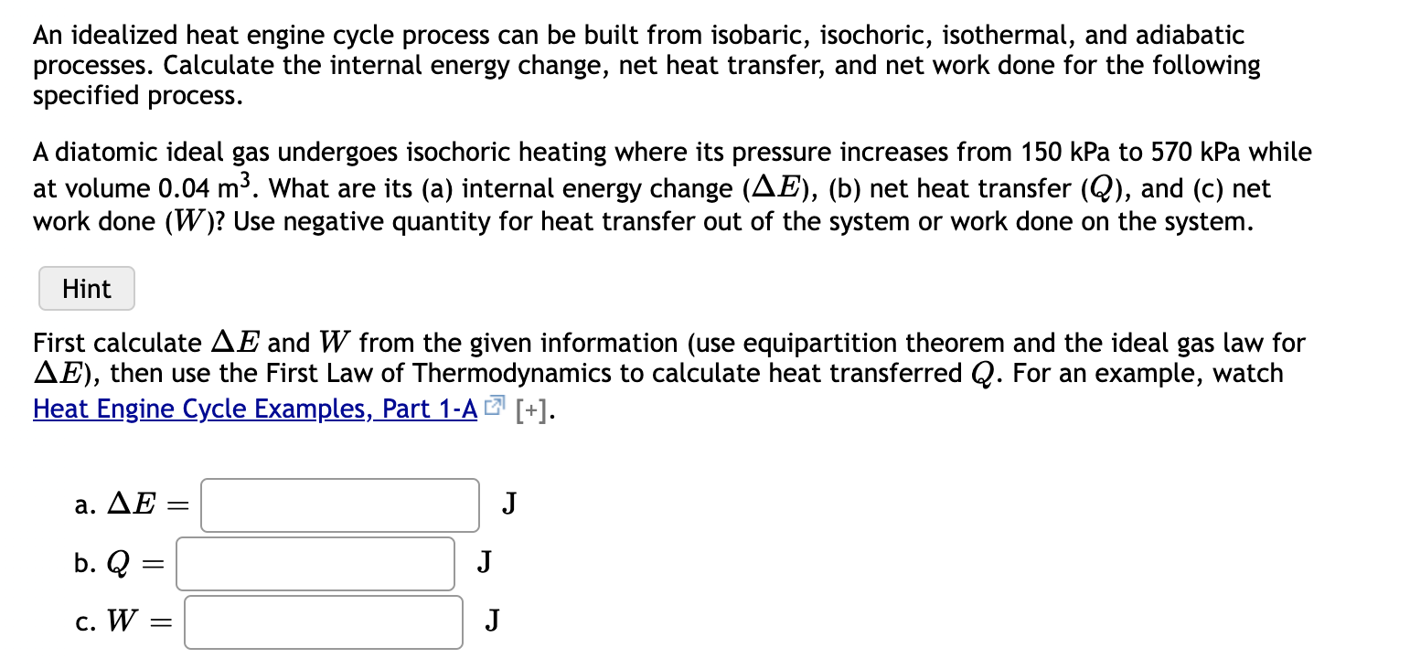 Solved An idealized heat engine cycle process can be built | Chegg.com