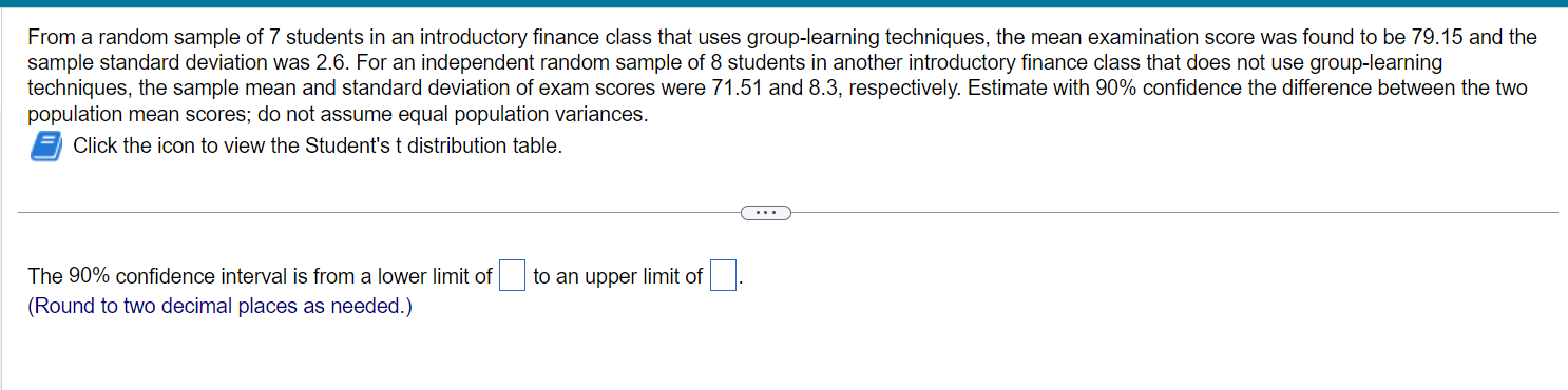 Solved From a random sample of 7 students in an introductory | Chegg.com