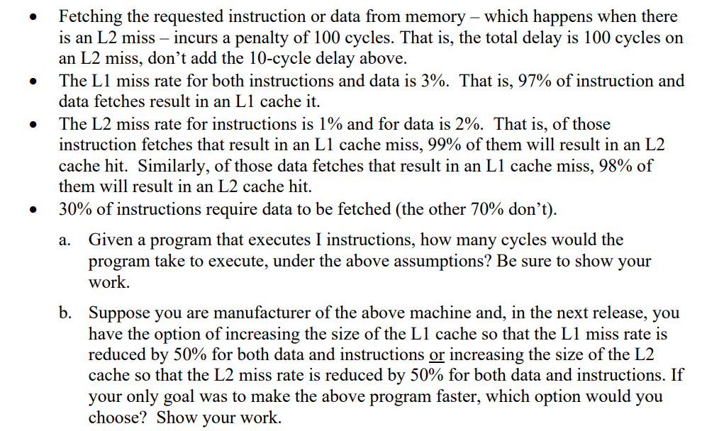 Solved . 8. Suppose a machine has two caches, an Ll cache | Chegg.com