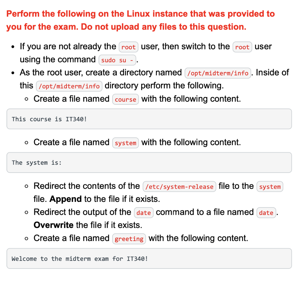 Solved Perform the following on the Linux instance that was | Chegg.com