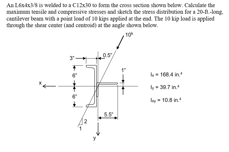 Solved An L6x4x3/8 is welded to a C12x30 to form the cross | Chegg.com