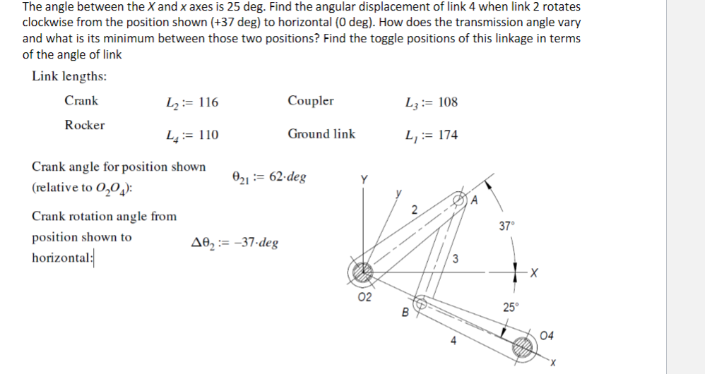 Solved The angle between the X and x axes is 25deg. Find the | Chegg.com