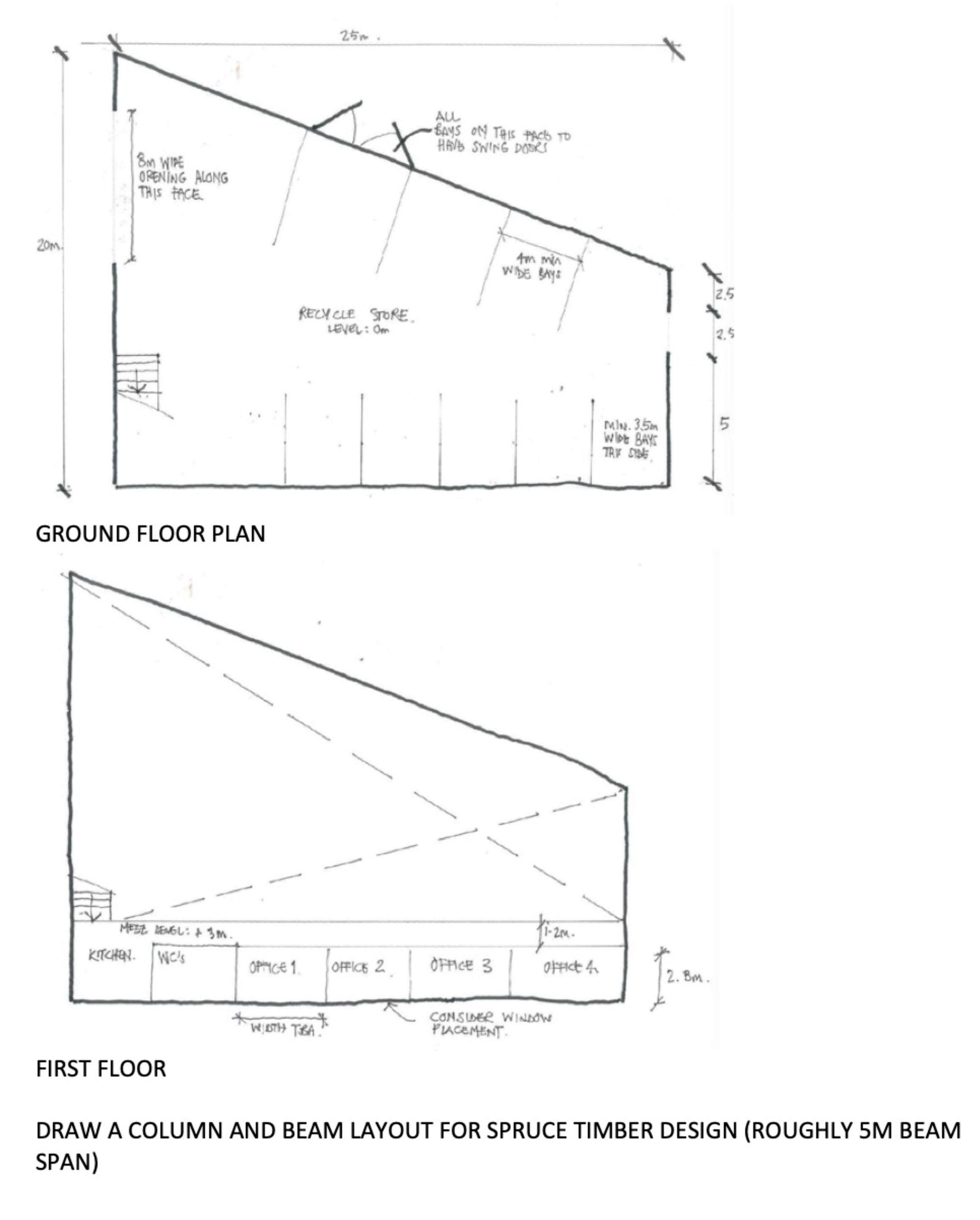 Solved DRAW A COLUMN AND BEAM LAYOUT FOR SPRUCE TIMBER | Chegg.com