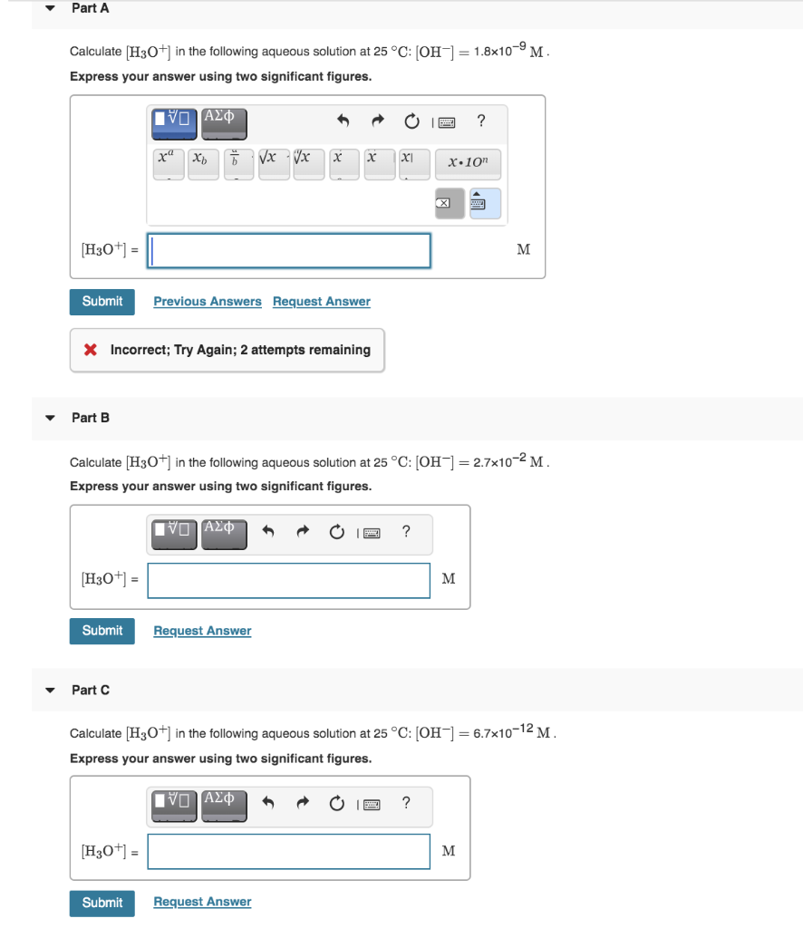 Solved Part A Calculate H30 In The Following Aqueous Chegg solved-part-a-calculate-h30-in-the-following-aqueous-chegg
