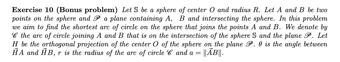 Solved Exercise 10 (Bonus problem) Let S be a sphere of | Chegg.com