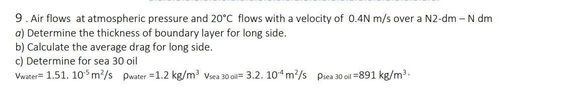 Solved 9. Air Flows At Atmospheric Pressure And 20°C Flows | Chegg.com