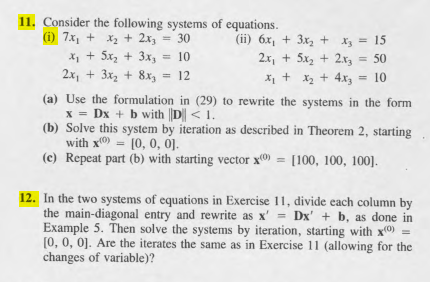 Solved 11. Consider the following systems of equations. (i) | Chegg.com