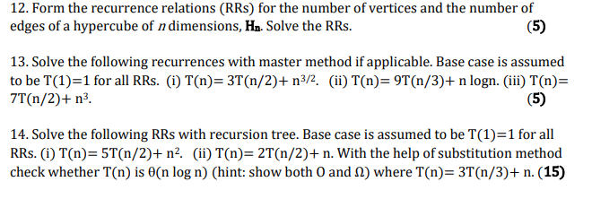 Solved 12. Form the recurrence relations (RRS) for the | Chegg.com