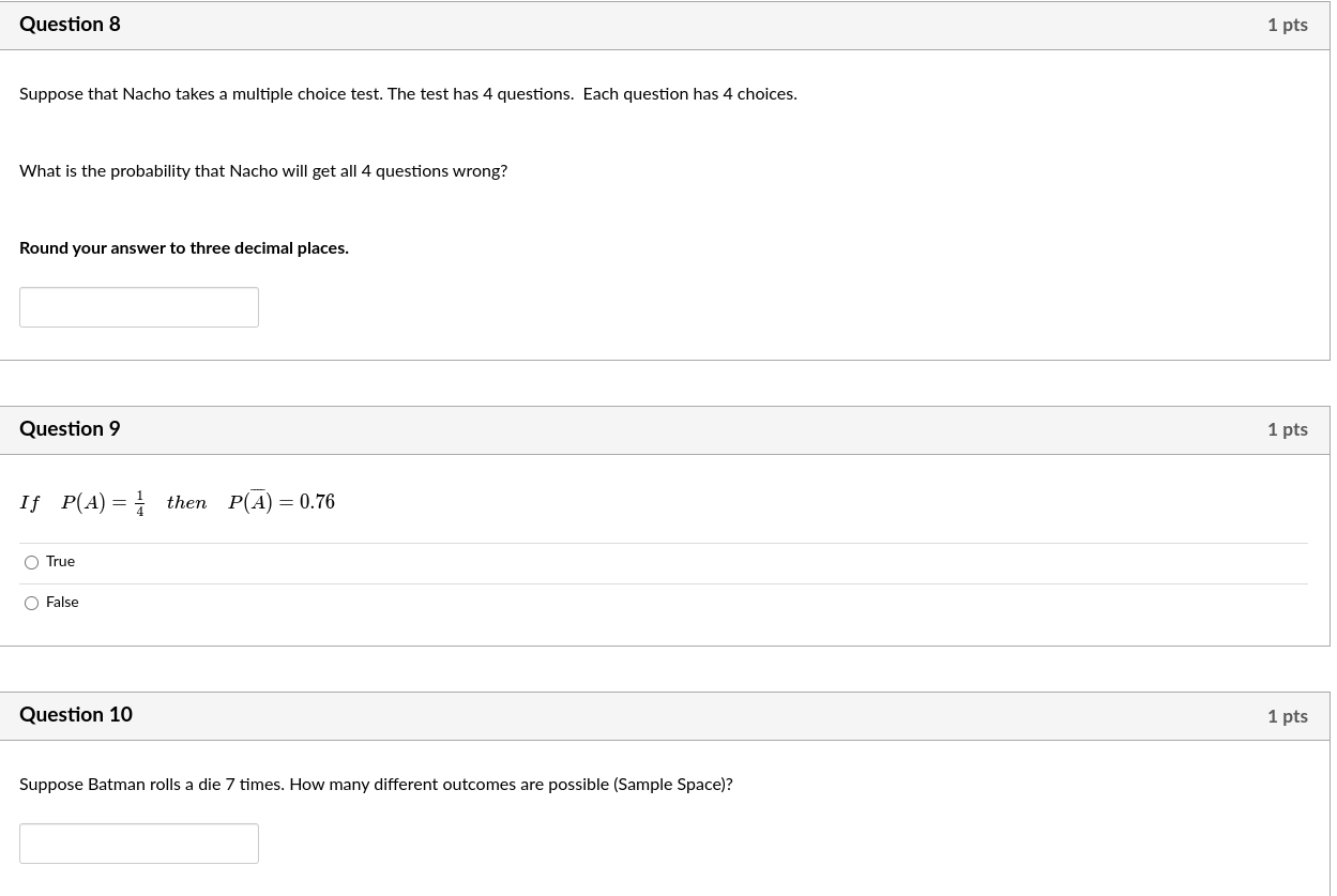 Solved Question 8 1 pts Suppose that Nacho takes a multiple | Chegg.com