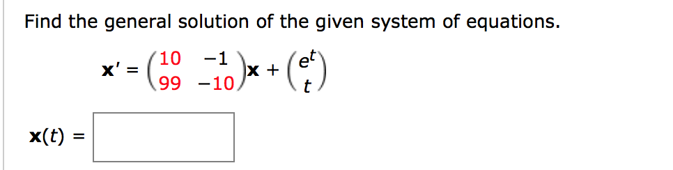 Solved Find the general solution of the given system of | Chegg.com