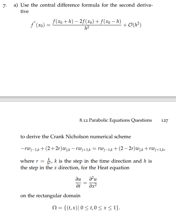 Solved a) ﻿Use the central difference formula for the second | Chegg.com