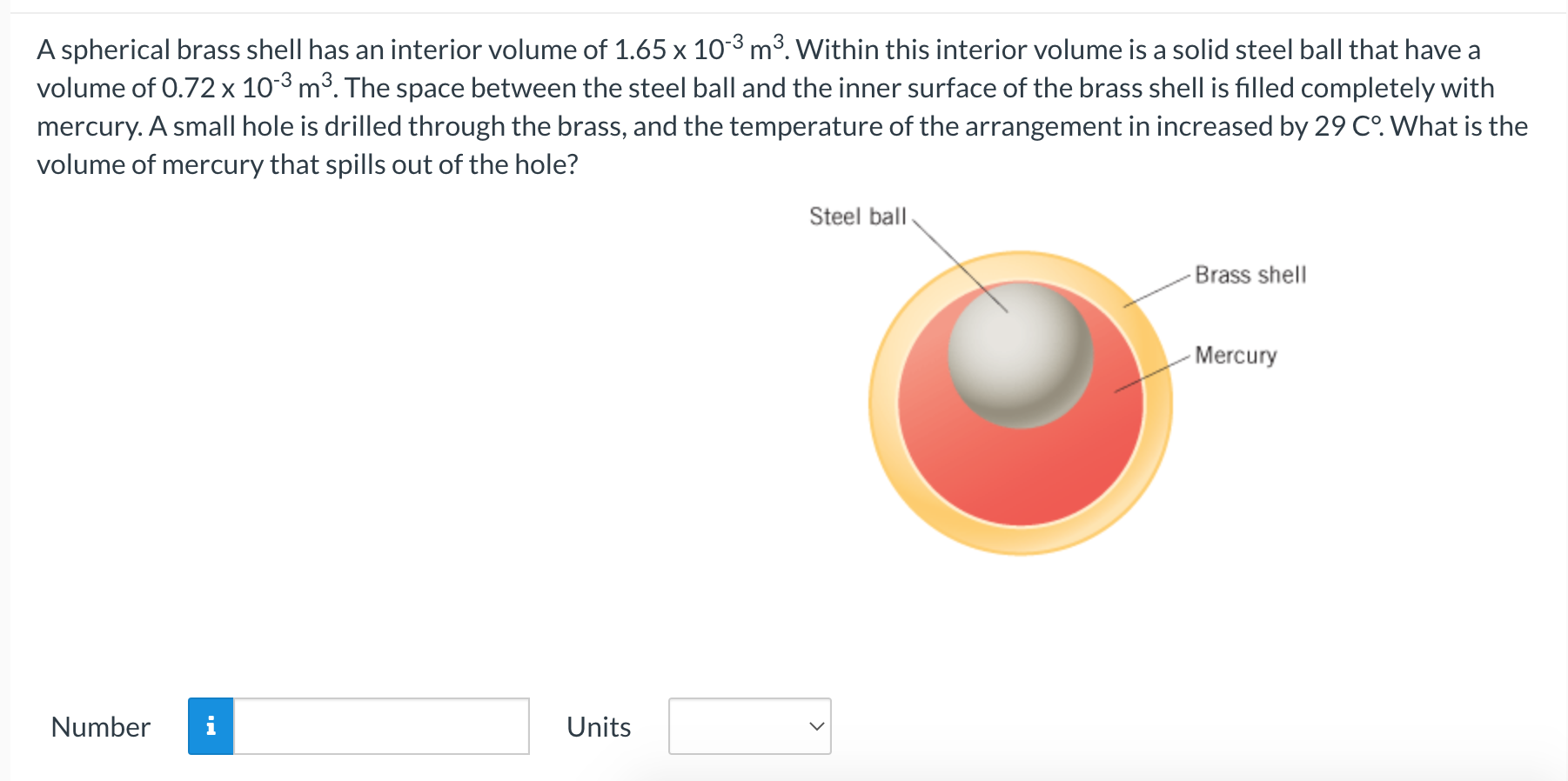 Solved A spherical brass shell has an interior volume of | Chegg.com