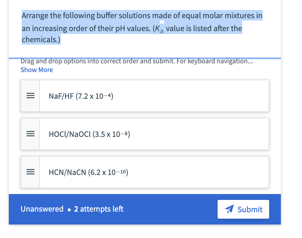 Solved Arrange The Following Buffer Solutions Made Of Equal | Chegg.com