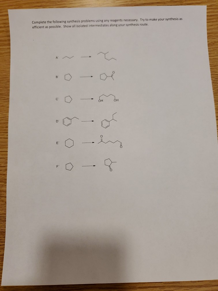 Solved Complete The Synthesis Problems Using Any Reagents | Chegg.com