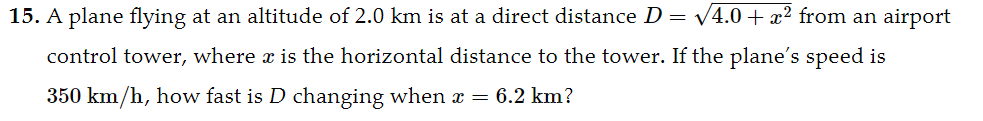 Solved 15. A plane flying at an altitude of 2.0 km is at a | Chegg.com