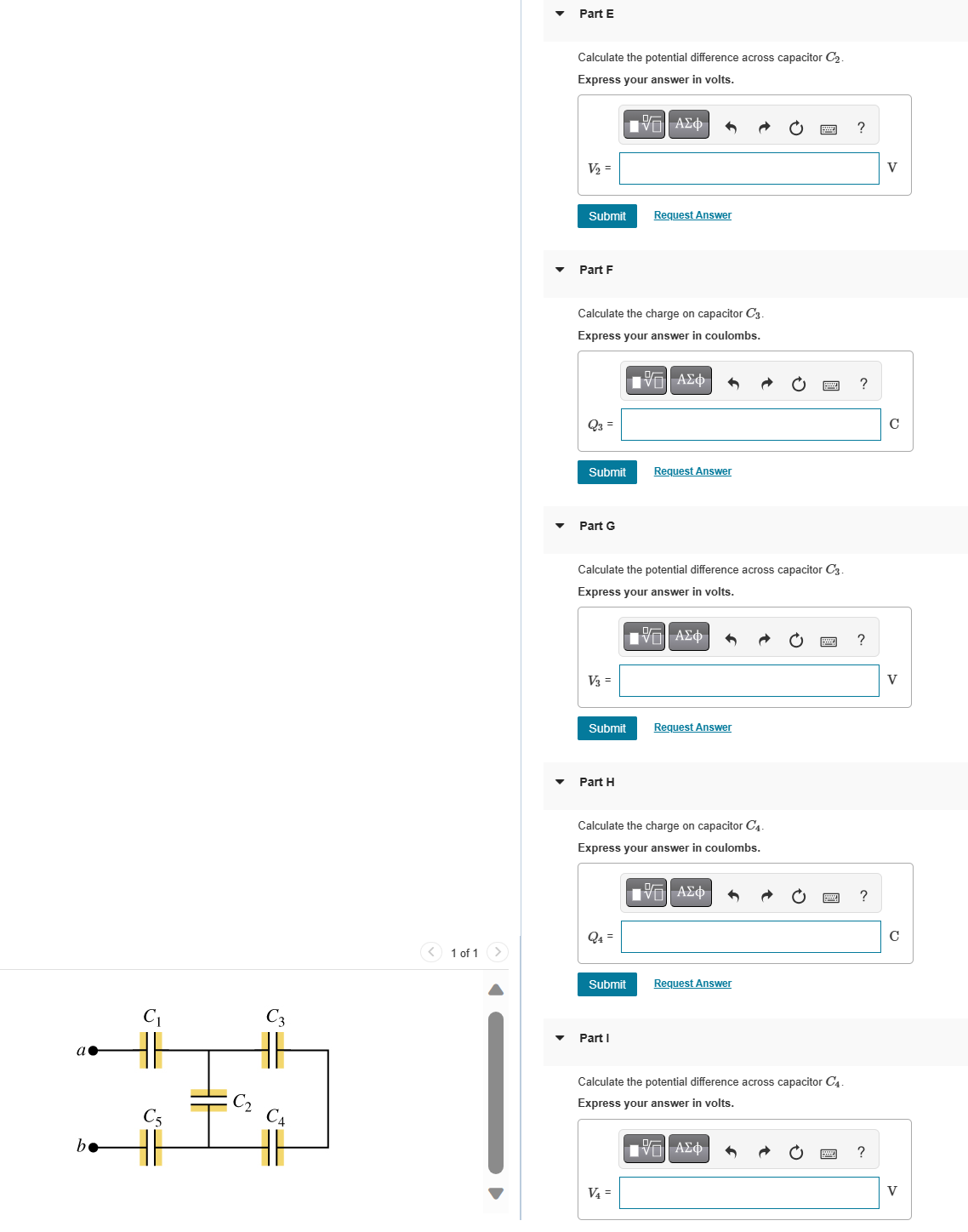 Solved In (Figure 1), C1=C5=8.1μF and C2=C3=C4=4.9μF. The | Chegg.com