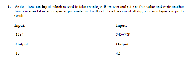 Solved 2. Write a function input which is used to take an | Chegg.com