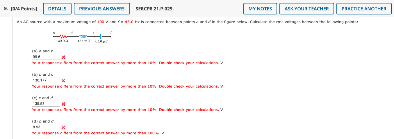 Solved 9. [0/4 Points) DETAILS PREVIOUS ANSWERS SERCP8 | Chegg.com