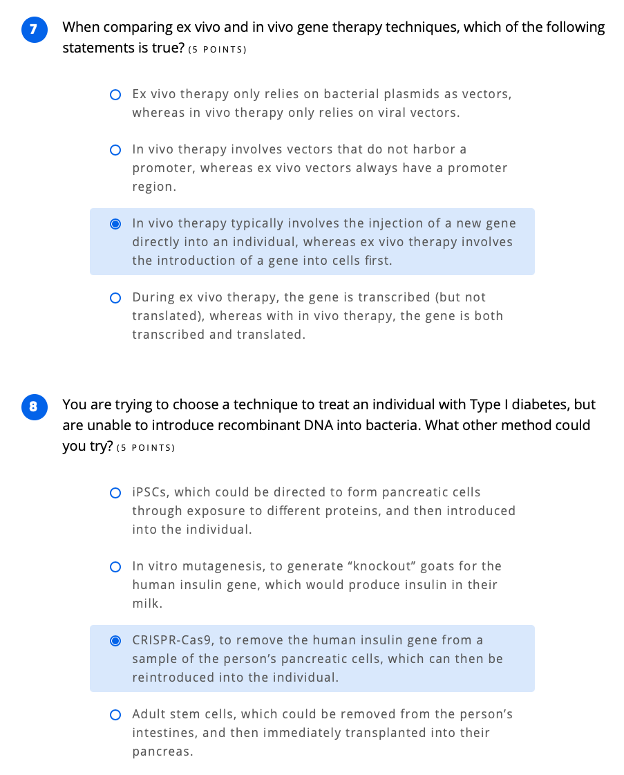 Solved When comparing ex vivo and in vivo gene therapy | Chegg.com
