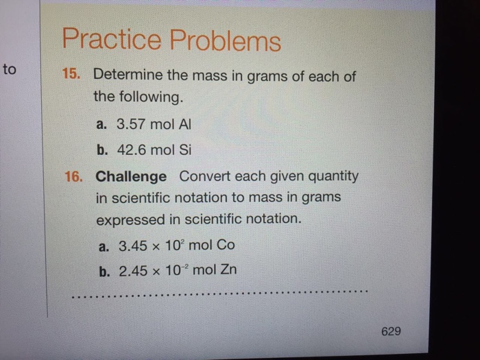 Solved To Practice Problems 15 Determine The Mass In Grams 1220