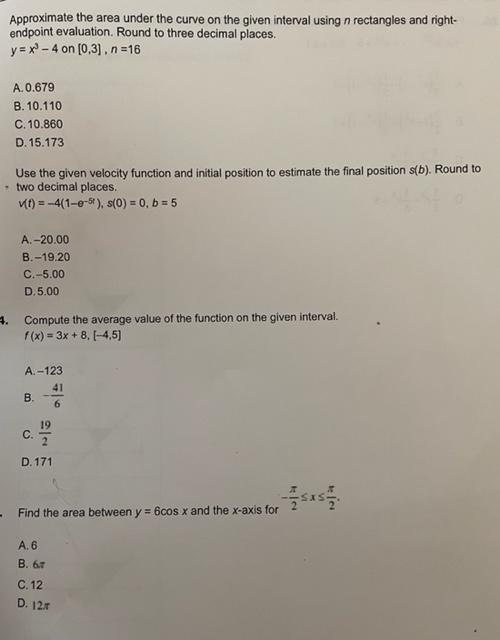 Solved Approximate the area under the curve on the given | Chegg.com
