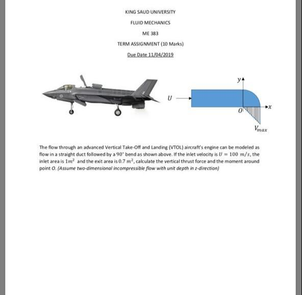 Solved KING SAUD UNIVERSITY FLUID MECHANICS ME 383 TERM | Chegg.com