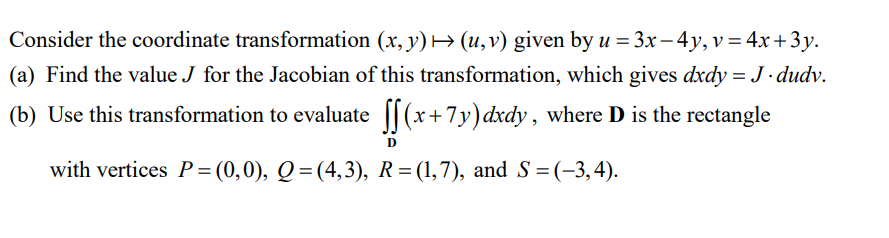 Solved Consider the coordinate transformation (x, y) (u, v) | Chegg.com