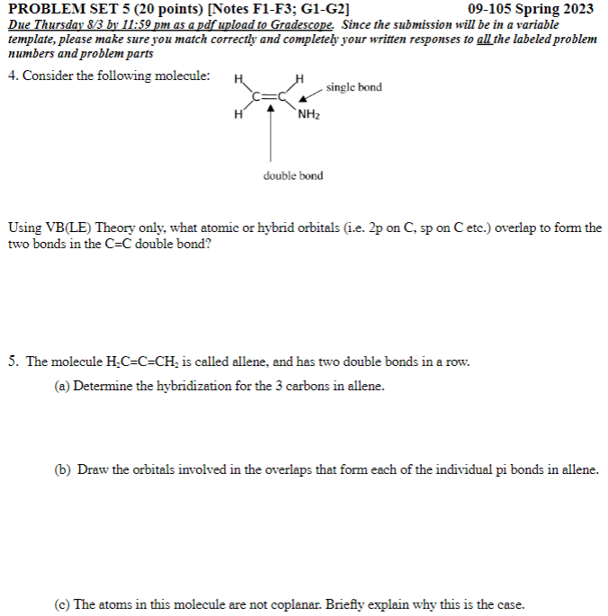 Solved PROBLEM SET 5 (20 points) [Notes F1-F3; G1-G2] 09-105 | Chegg.com