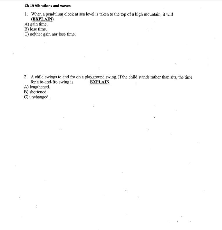 Ch 19 Vibrations And Waves 1 When A Pendulum Clock Chegg 