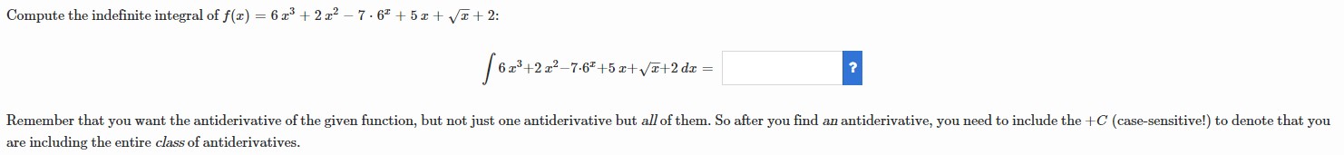 Solved Compute the indefinite integral of | Chegg.com
