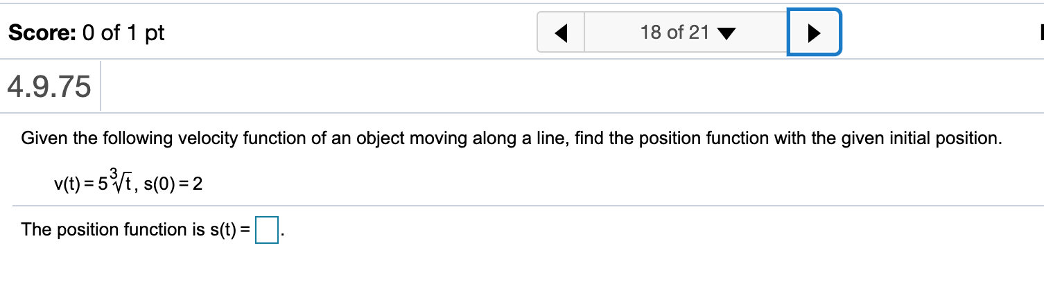 Solved Given the following velocity function of an object | Chegg.com