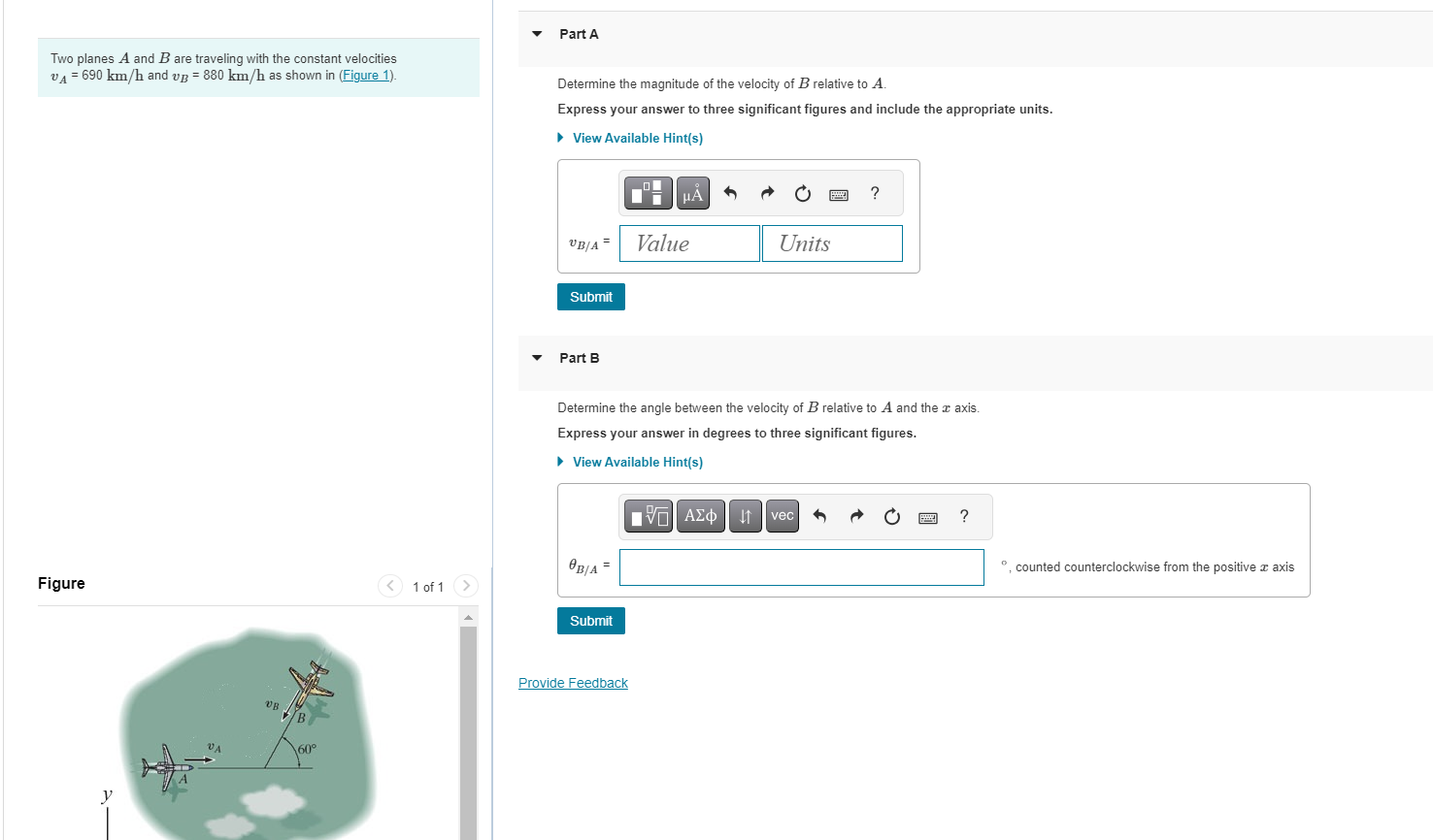 Solved Two Planes A And B Are Traveling With The Constant | Chegg.com